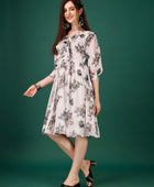 Women's Georgette Floral Print Flared Short Dress