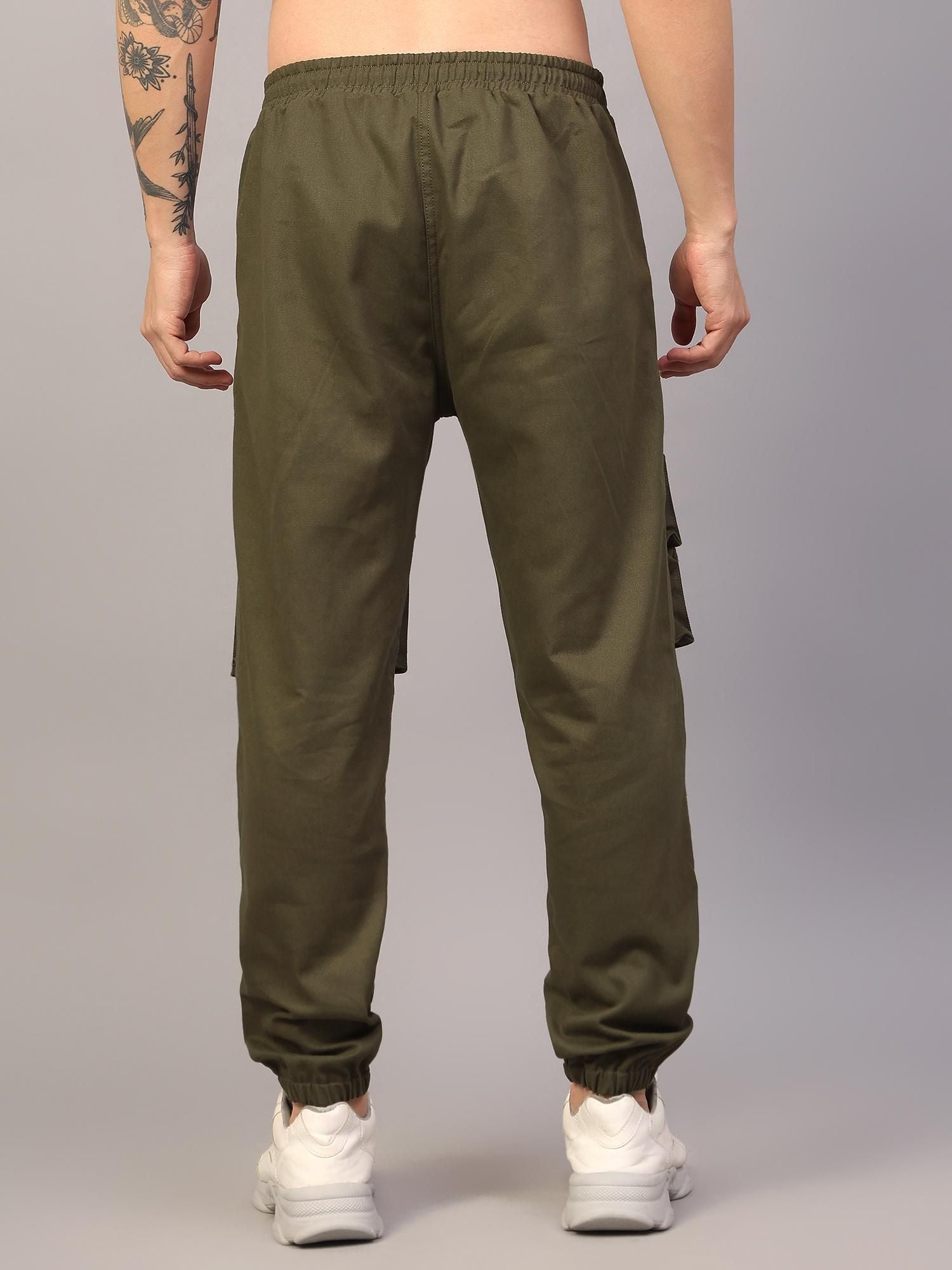 Men's Cotton Blend Solid Multipocket Cargo Jogger