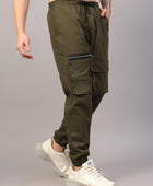 Men's Cotton Blend Solid Multipocket Cargo Jogger