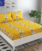 King size Elastic Fitted Bedsheet - Yellow Floral