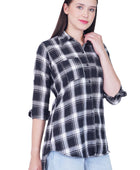 Checks Long Black Women Tunic Top