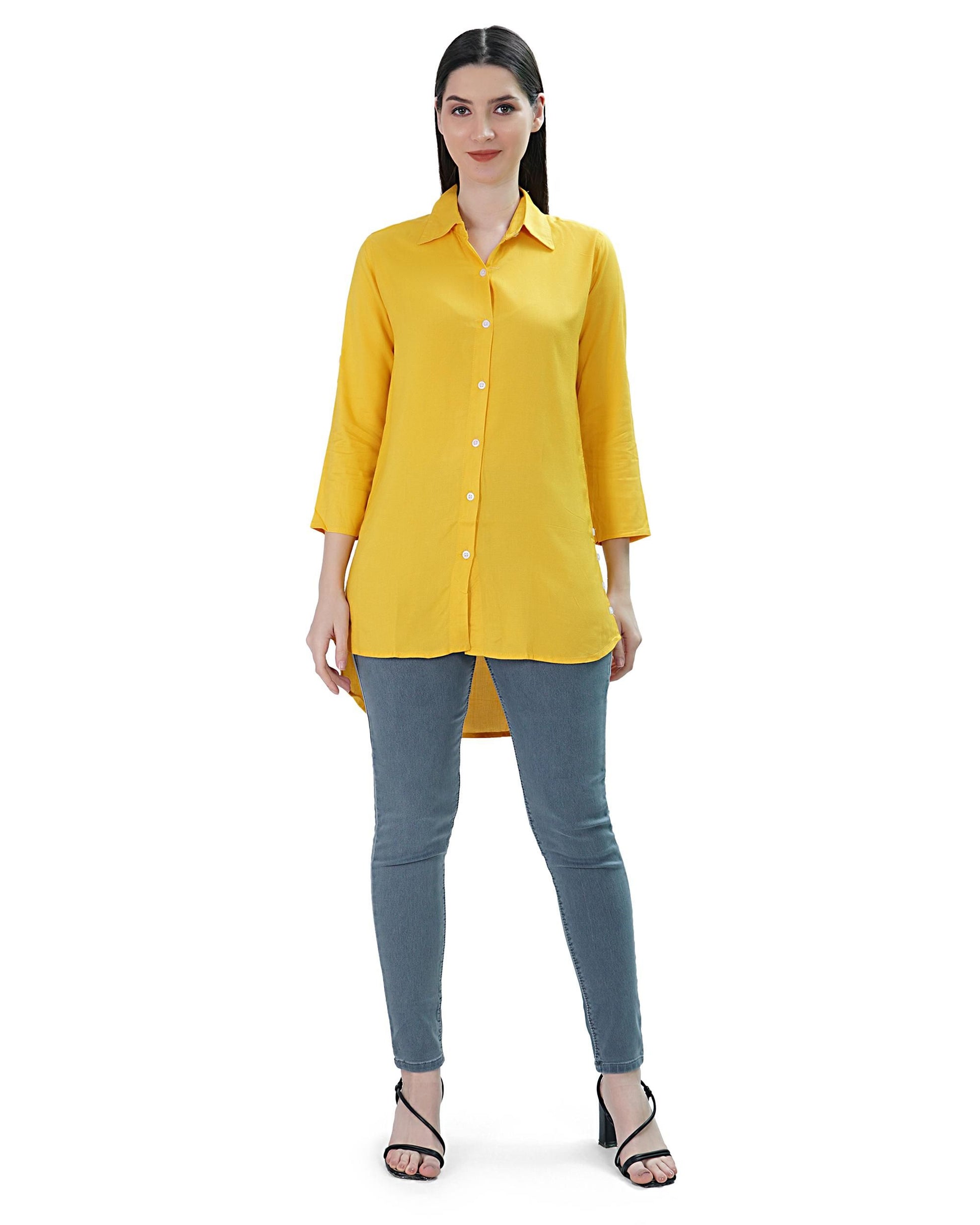 Womens Long Tunic Top (Yellow)