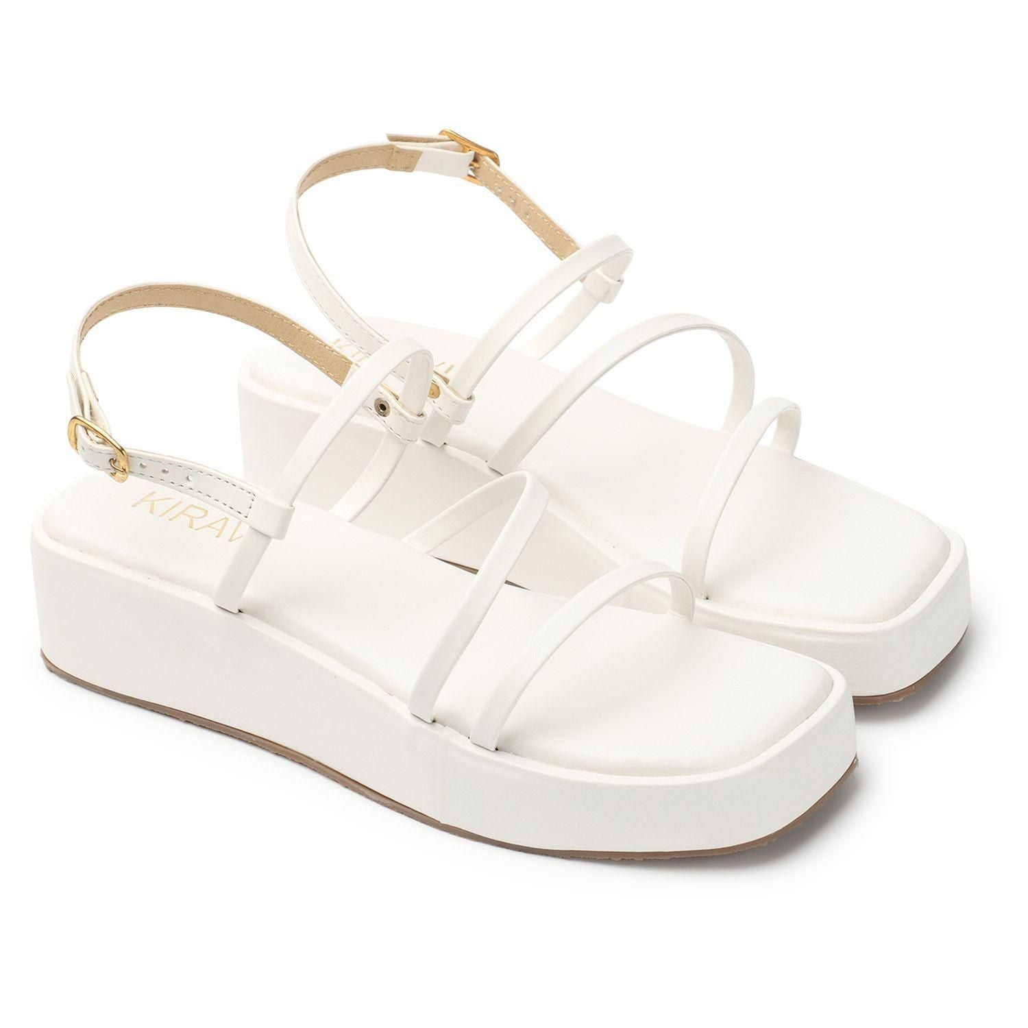 Kiravi Multi Strap White Wedges