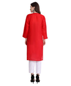 Chikankari Chanderi Silk Straight Kurti