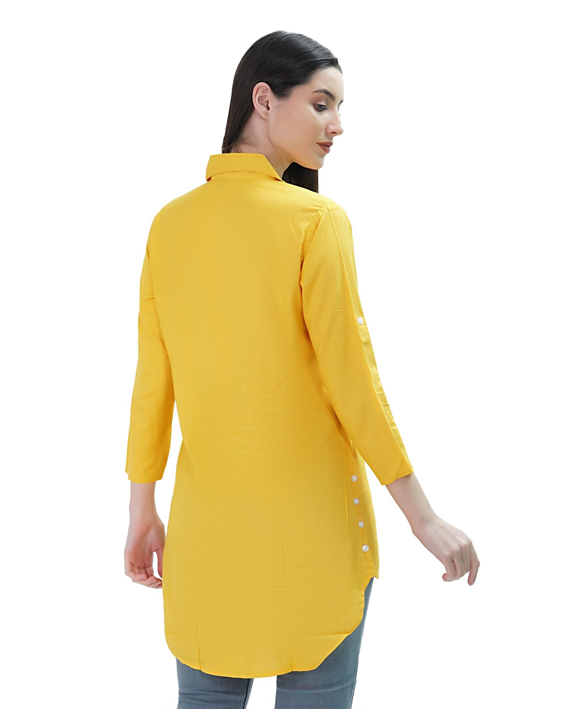 Womens Long Tunic Top (Yellow)