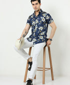 Men Regular Fit Floral Print Spread Collar Casual Shirt