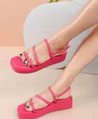 Kiravi Multi Strap Pink Wedges