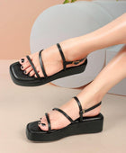 Kiravi Multi Strap Black Wedges