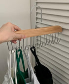 Multifunctional Wooden Hanger with Metal Hooks (Pack of 1)