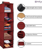 Organizer- 6 Shelves Foldable Hanging Wardrobe Organizers, maroon