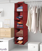 Organizer- 6 Shelves Foldable Hanging Wardrobe Organizers, maroon