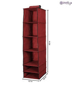 Organizer- 6 Shelves Foldable Hanging Wardrobe Organizers, maroon