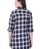 Checks Long Black Women Tunic Top