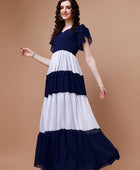 Women's Georgette Colorblock Flared Gown