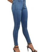 Attire Lab Women's Solid High Waist Skinny Jeans -Blue