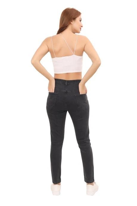 Attire Lab Women's Solid High Waist Skinny Jeans -Grey