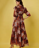 Women's Georgette Printed Flared Maxi Dress