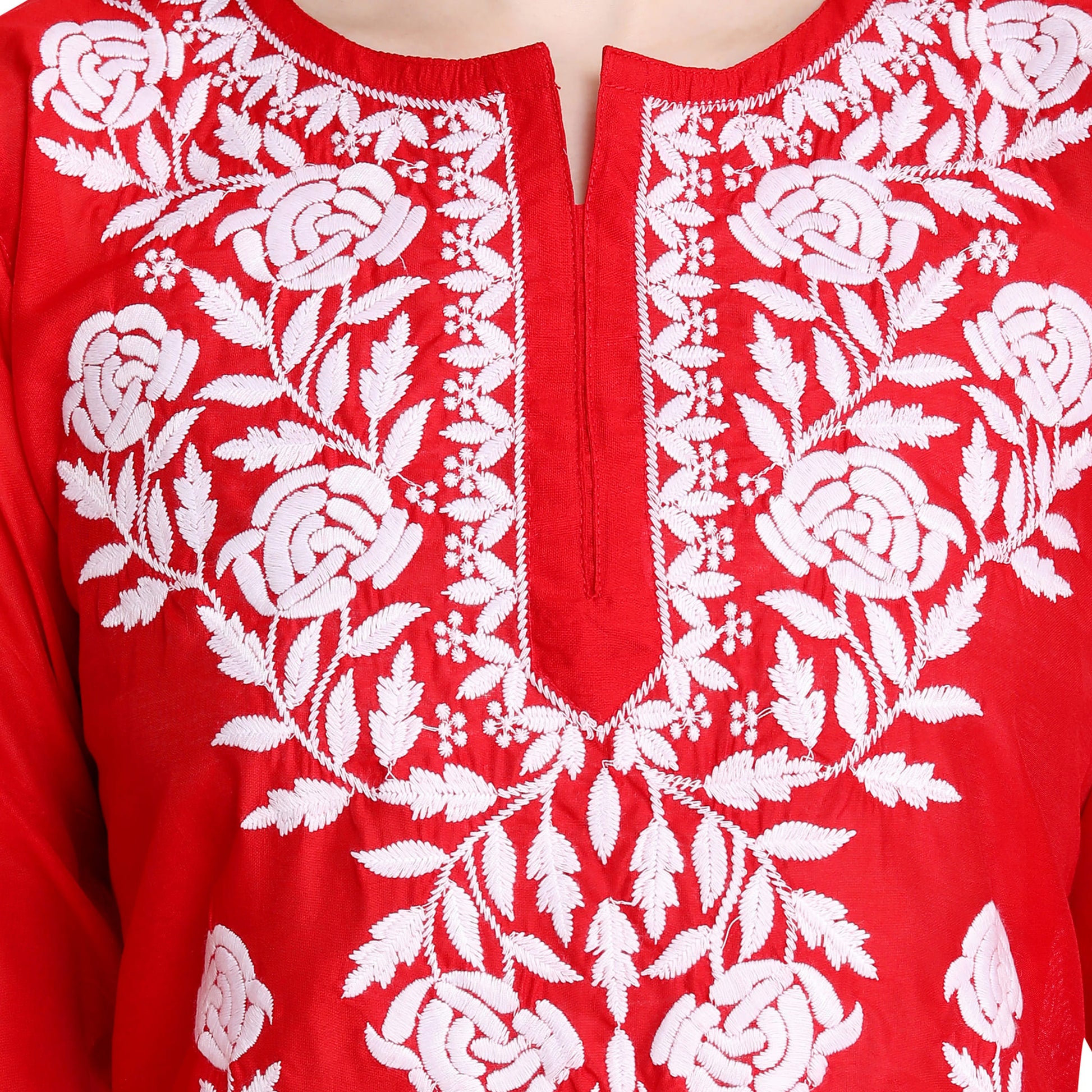 Chikankari Chanderi Silk Straight Kurti