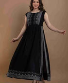 Rayon Printed Long Kurti Black