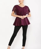 Women's Crepe Solid V-Neck Maroon Top