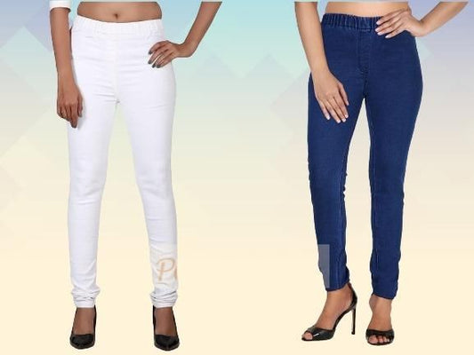 Combo of 2 Women's Slim Fit Denim Lycra Stretchable Jegging