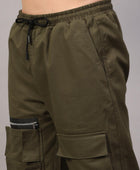 Men's Cotton Blend Solid Multipocket Cargo Jogger