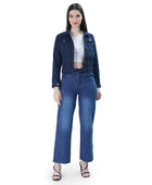 Denim Jacket For Women (Navy Blue)