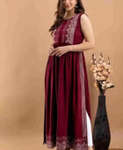 Rayon Printed Long Kurti Maroon