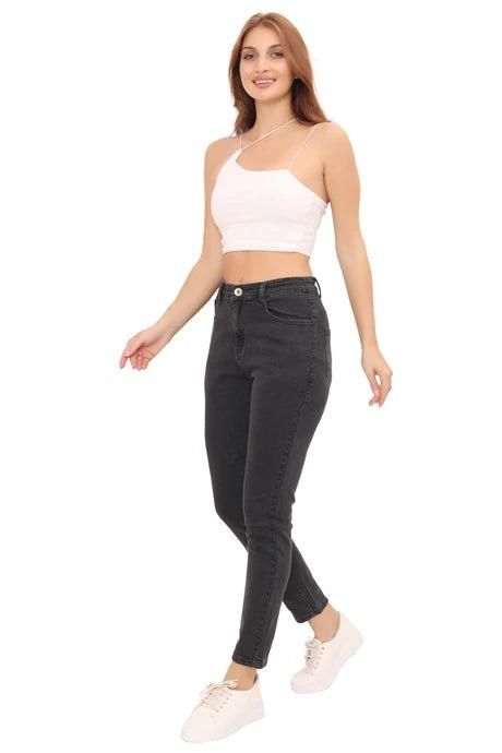 Attire Lab Women's Solid High Waist Skinny Jeans -Grey