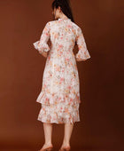 Women's Georgette Floral Print Flared Midi Dress