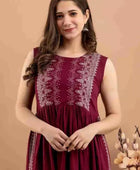 Rayon Printed Long Kurti Maroon