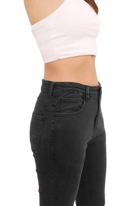 Attire Lab Women's Solid High Waist Skinny Jeans -Grey