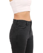 Attire Lab Women's Solid High Waist Skinny Jeans -Grey