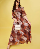 Women's Georgette Printed Flared Maxi Dress