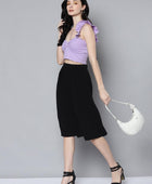 Women's Solid Lavender Rib Sweetheart Neck Crop Top