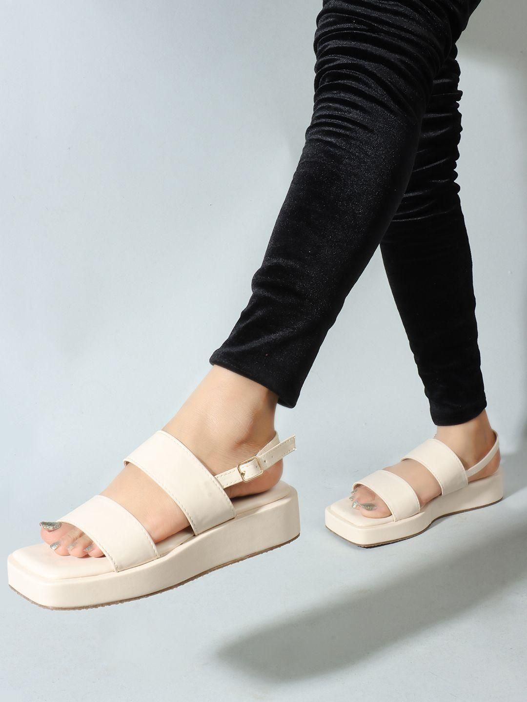 Kiravi Back Closed Buckle White Sandals